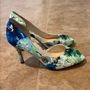 Green Multi Fabric Heels